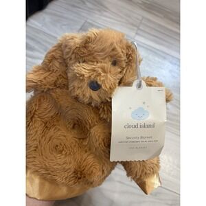 Cloud Island Brown Puppy Dog Security Blanket Baby Lovey Satin Trim Plush NEW